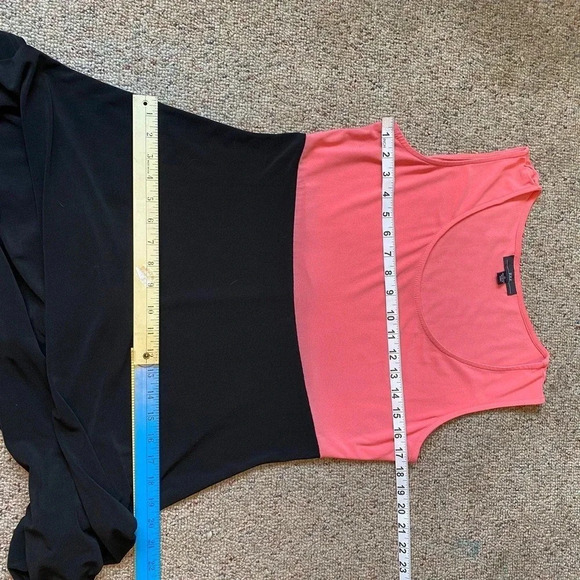 R&K Black Pink Color Block Casual Stretchy Comfy Summer Dress Women Size 10 - Picture 3 of 7